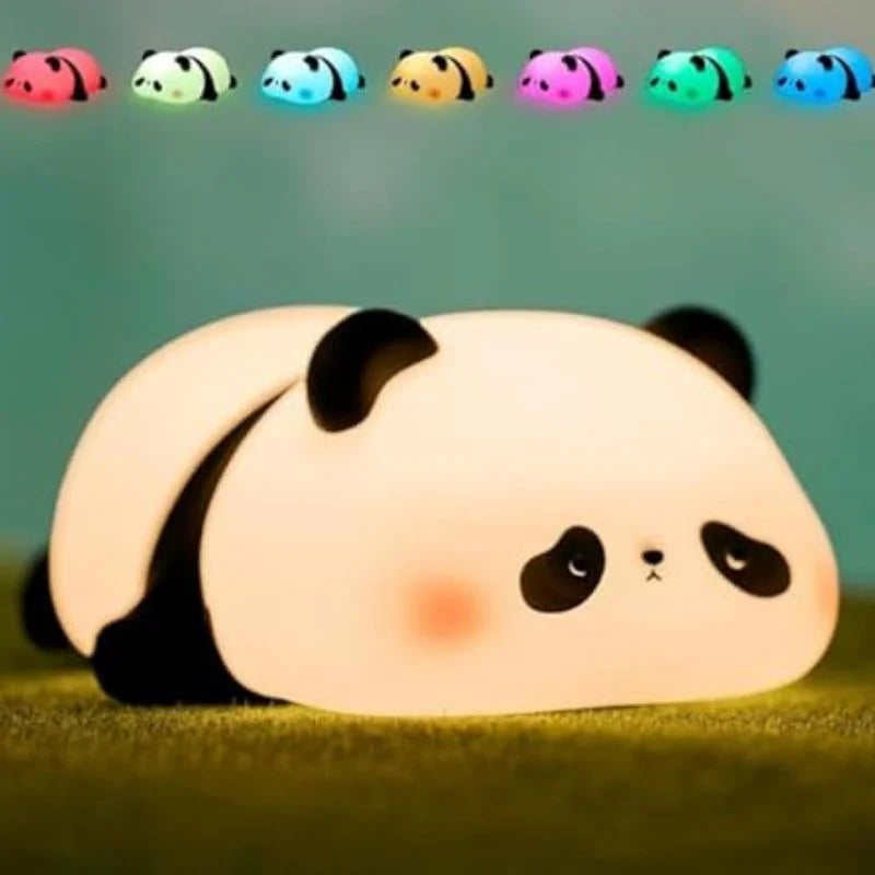Cute Panda Lamp Soft Silicone LED Animal for Bedside | Tap Control & USB Rechargeable | Panda Night Light for Kids