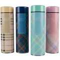 LED Temperature Display Water Bottle | Checkered Design  | Smart Stainless Steel Vacuum 500ml Flask | Random Color